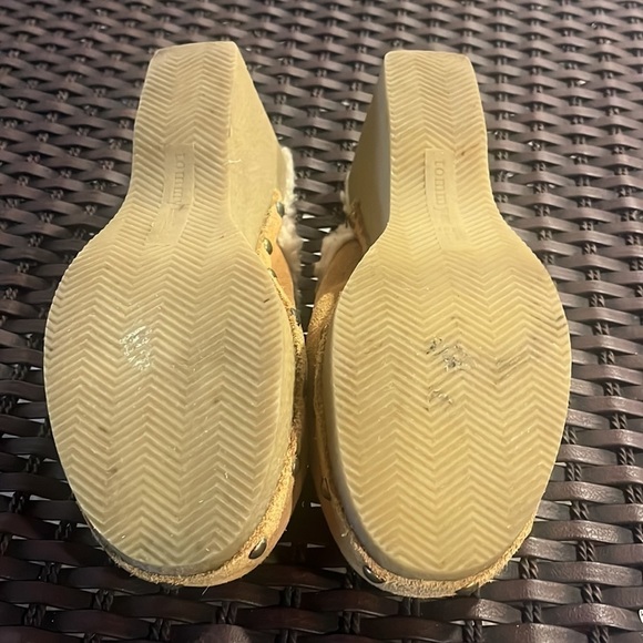 Vintage Tommy Girl Suede Clog Wedge Mules Faux Shearling Embroidered Floral 8 - Picture 7 of 9